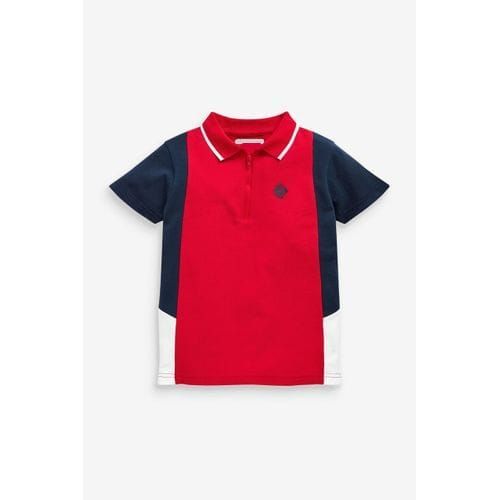 Next Polo Red/Navy/White Colourblock Younger Boys Polo Shirt