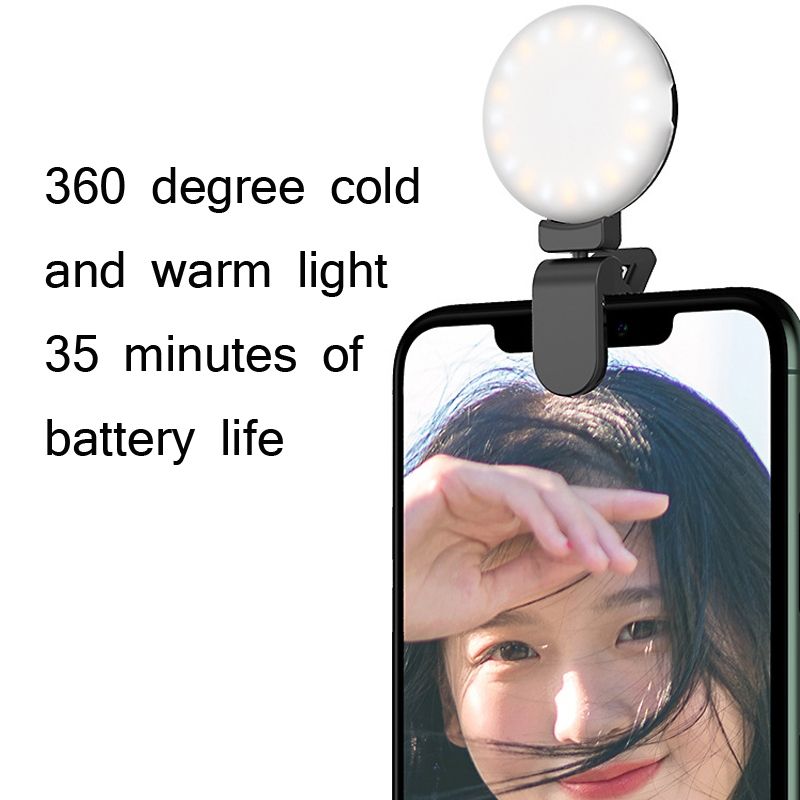 2 PCS  Mobile Phone Fill Light Camera Photo LED Selfie Light(Black)