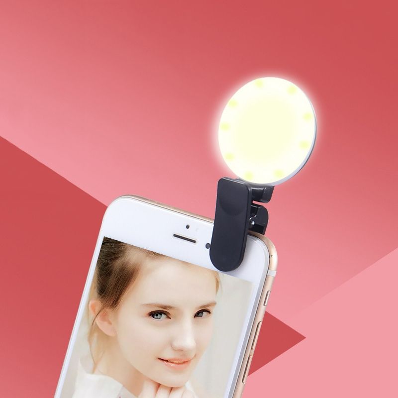 2 PCS  Mobile Phone Fill Light Camera Photo LED Selfie Light(Black)
