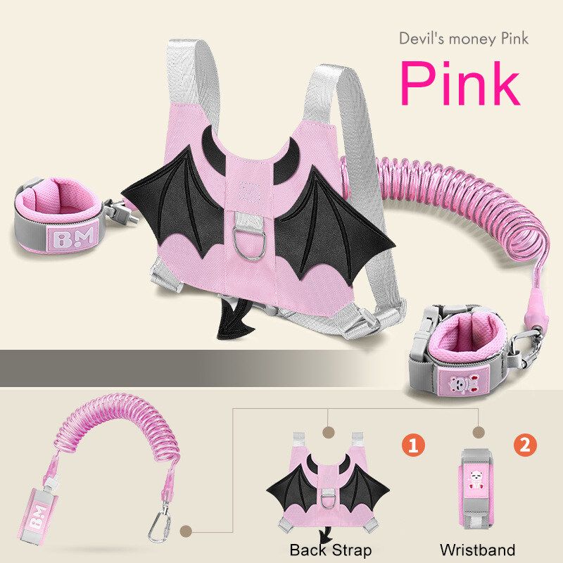 Anti Lost Kids Leash & Toddlers Wrist Strap 2.5 Meters Child Harness Child Safety Wristband Hand Belt Strap For 1 To 10 Years Old Child Pink Devil