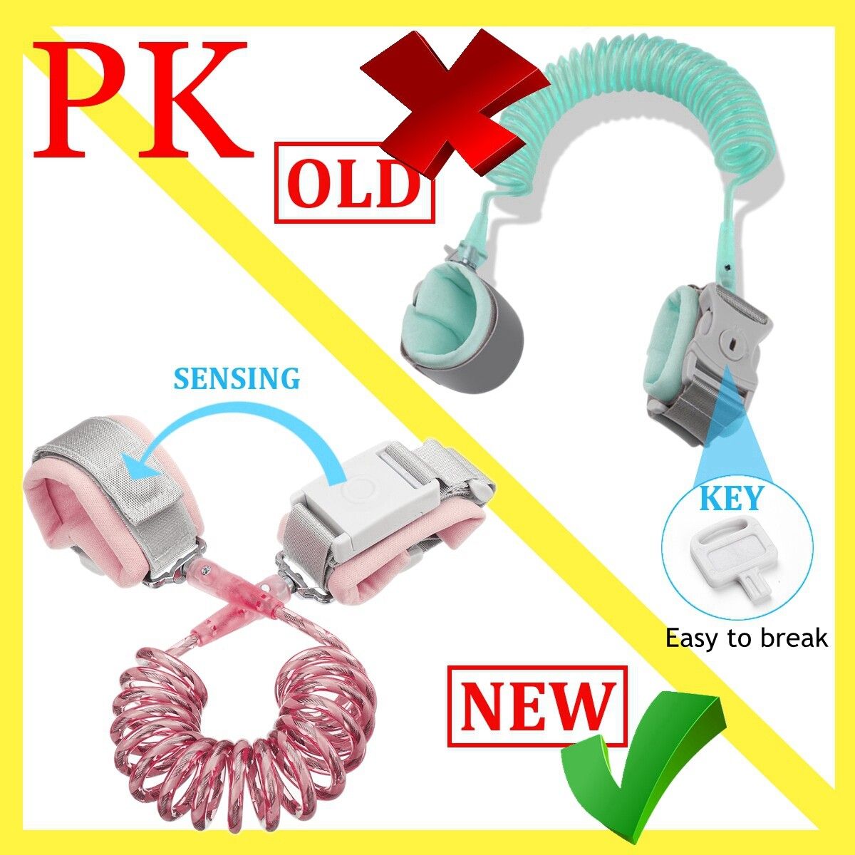 Kids Anti Lost Anti-lost Rope Wrist Link Strap Traction Rope With Induction Lock Toddler Leash Safety Harness For Kids Baby Child 1.5/2/2.5M Green 2.5m