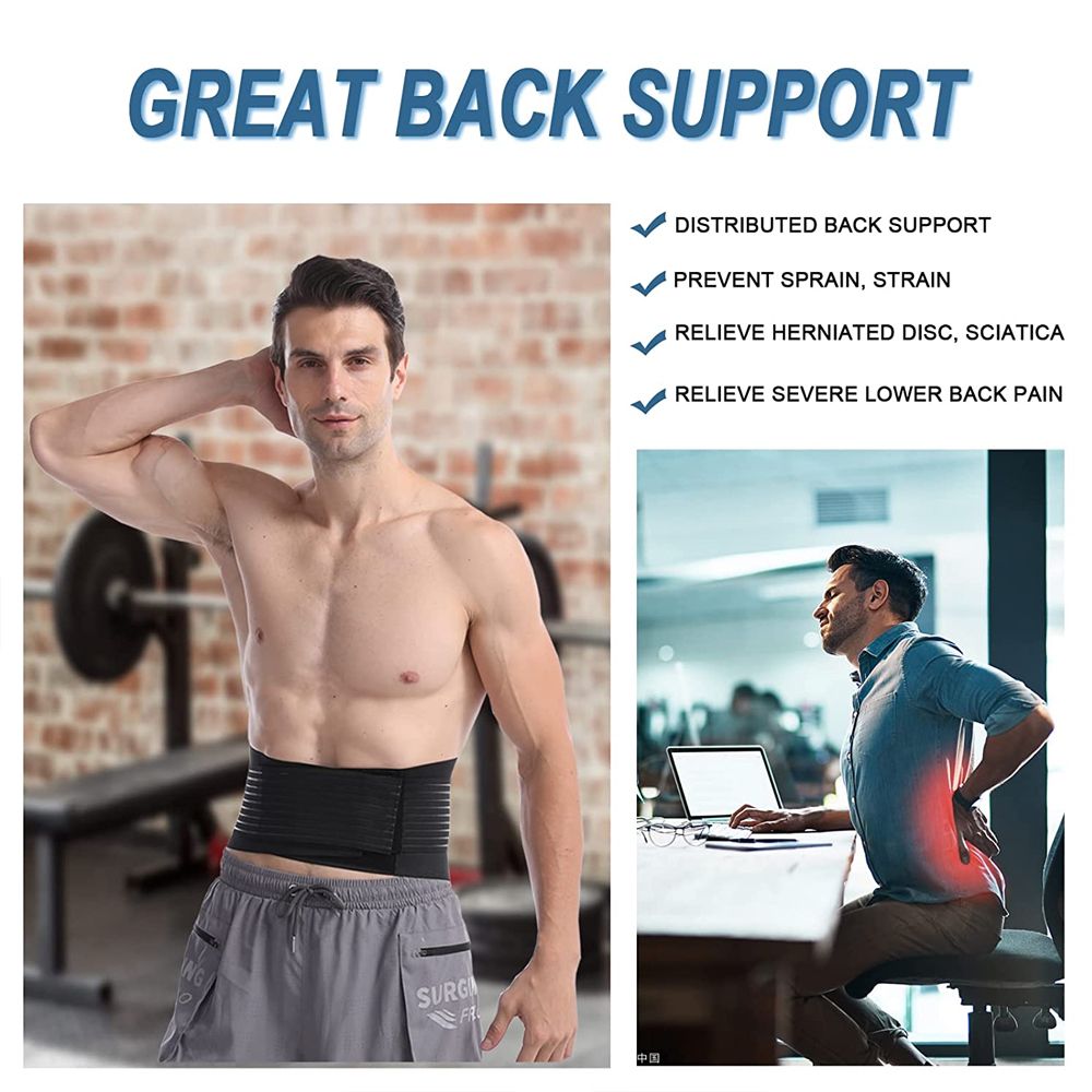 (Black)Lower Back Support Belt With 6 Stays,Adjustable Lumbar Support Belt For Sciatica,Scolio JIN