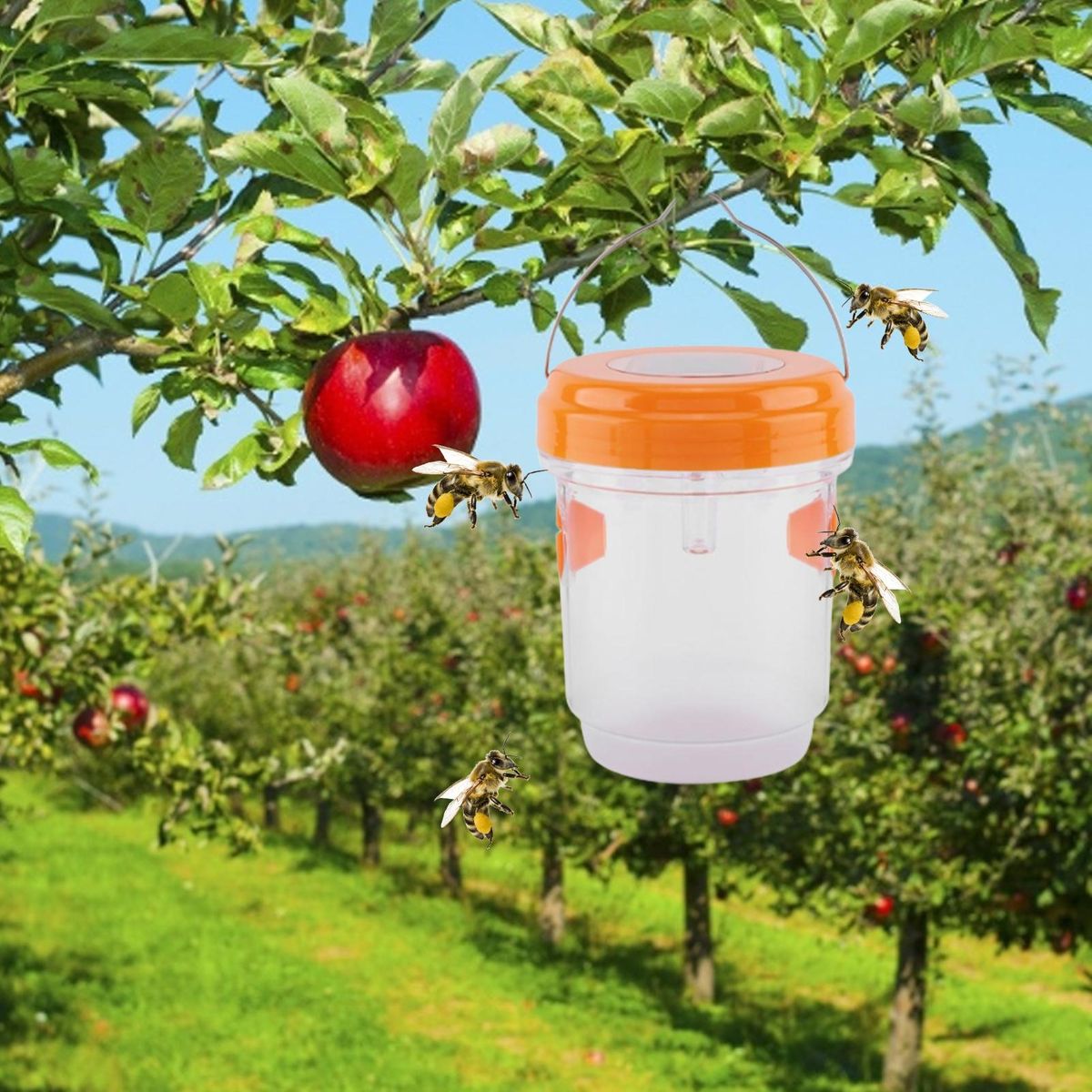 Bee Bait Trap Solar-powered Orchard Farm Bee Trap Orange