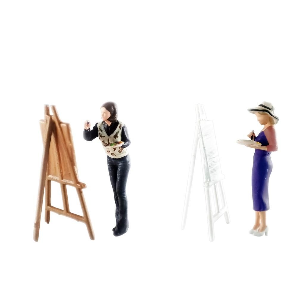 2x Miniature People Model Painter 1:64 Diorama For Train Railway