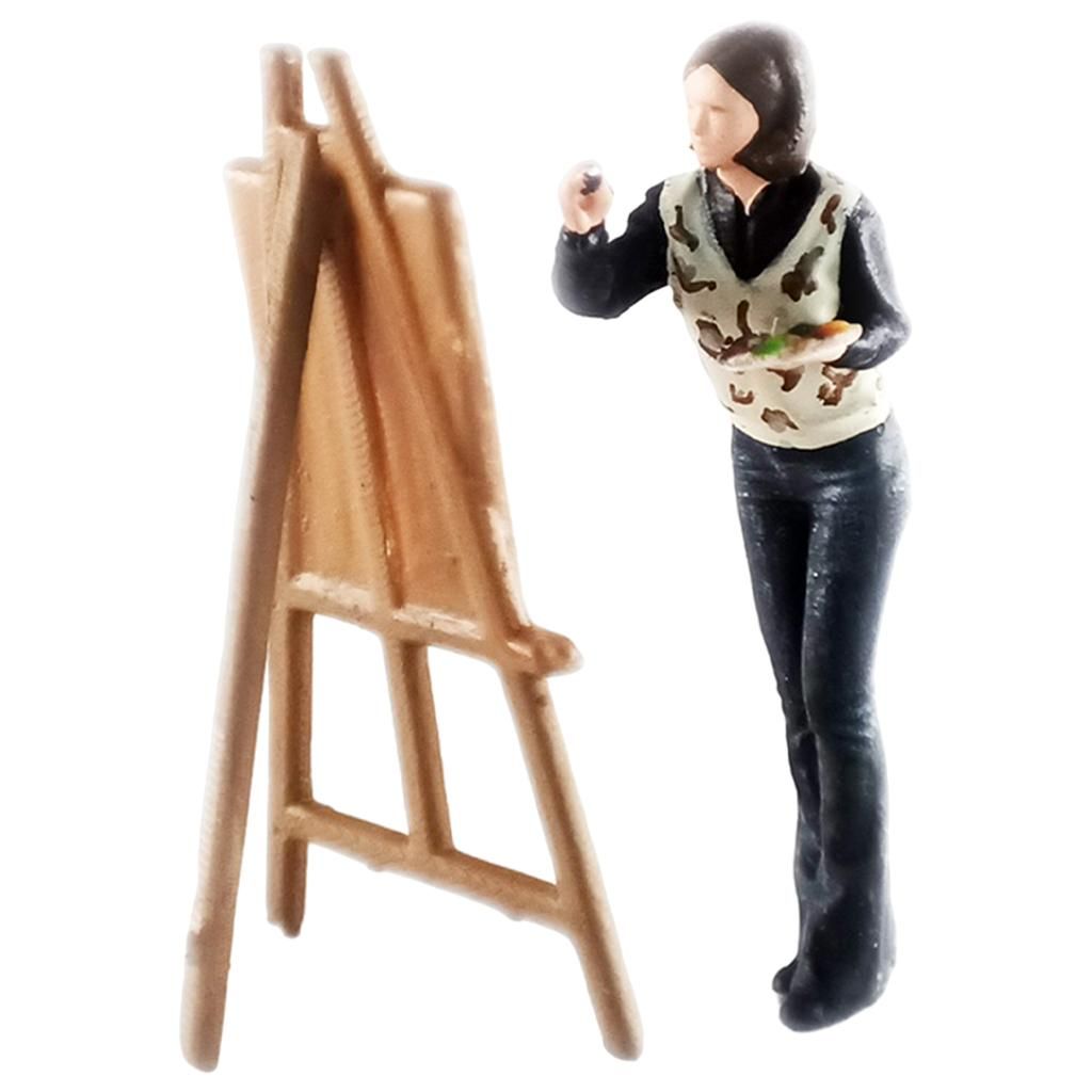 2x Miniature People Model Painter 1:64 Diorama For Train Railway