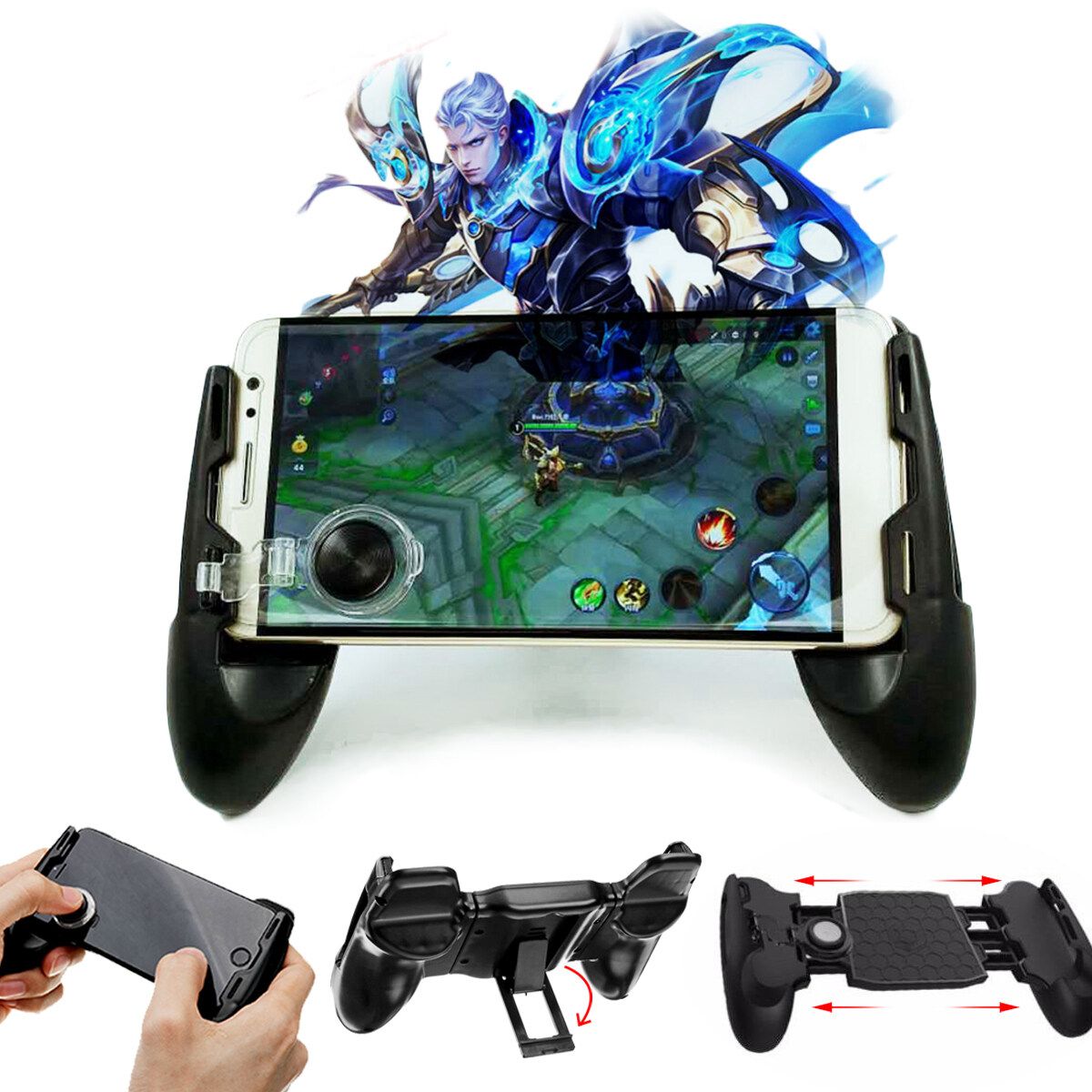 Mobile Gaming Joystick Controller Handle Swing Arm W/ Bracket Holder For PUBG（ Assist Controller）