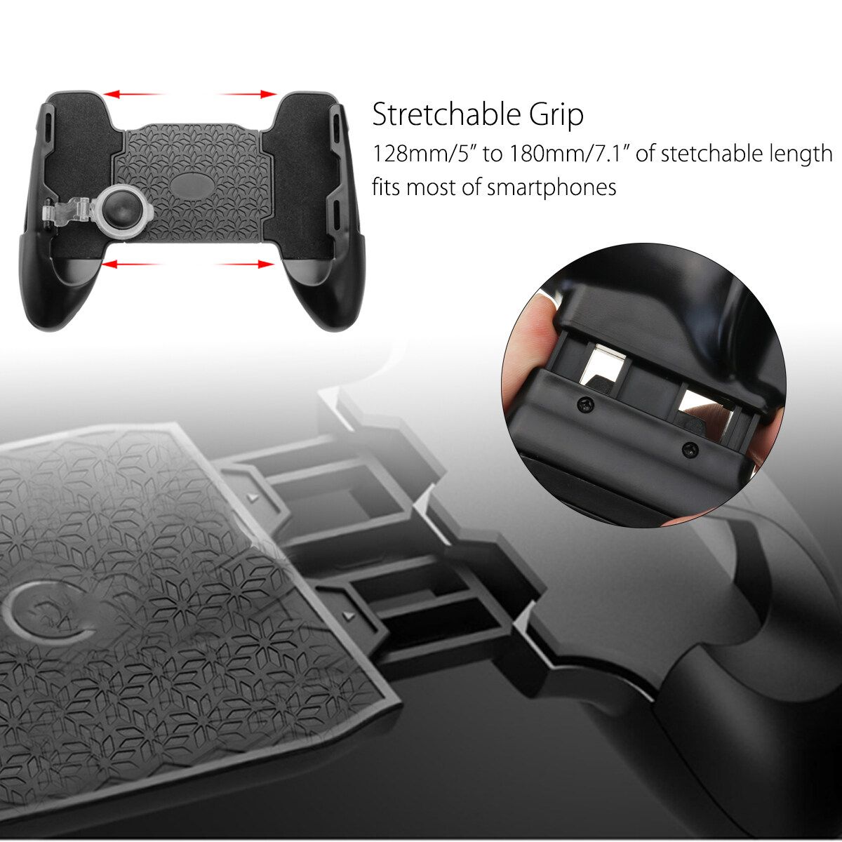 Mobile Gaming Joystick Controller Handle Swing Arm W/ Bracket Holder For PUBG（ Assist Controller）