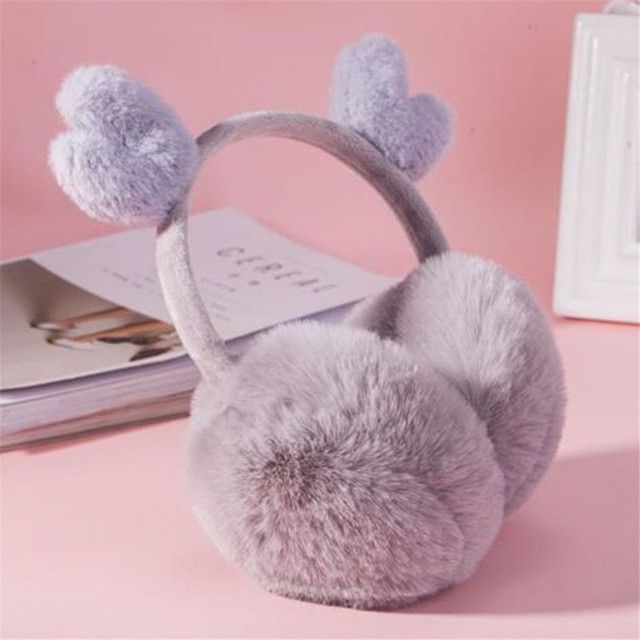 Christmas Deer Horn Ear Muffs For Women's Winter Plush Warm Outdoor Windproof Ear Protector Cute Antlers Ear Warmer Earmuffs(#A-Grey)