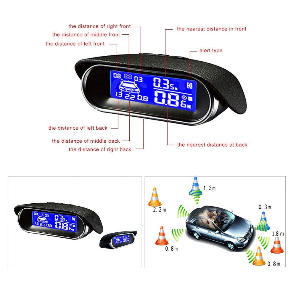 Car Reverse Backup Radar System Parking Sensors 6 Sensors