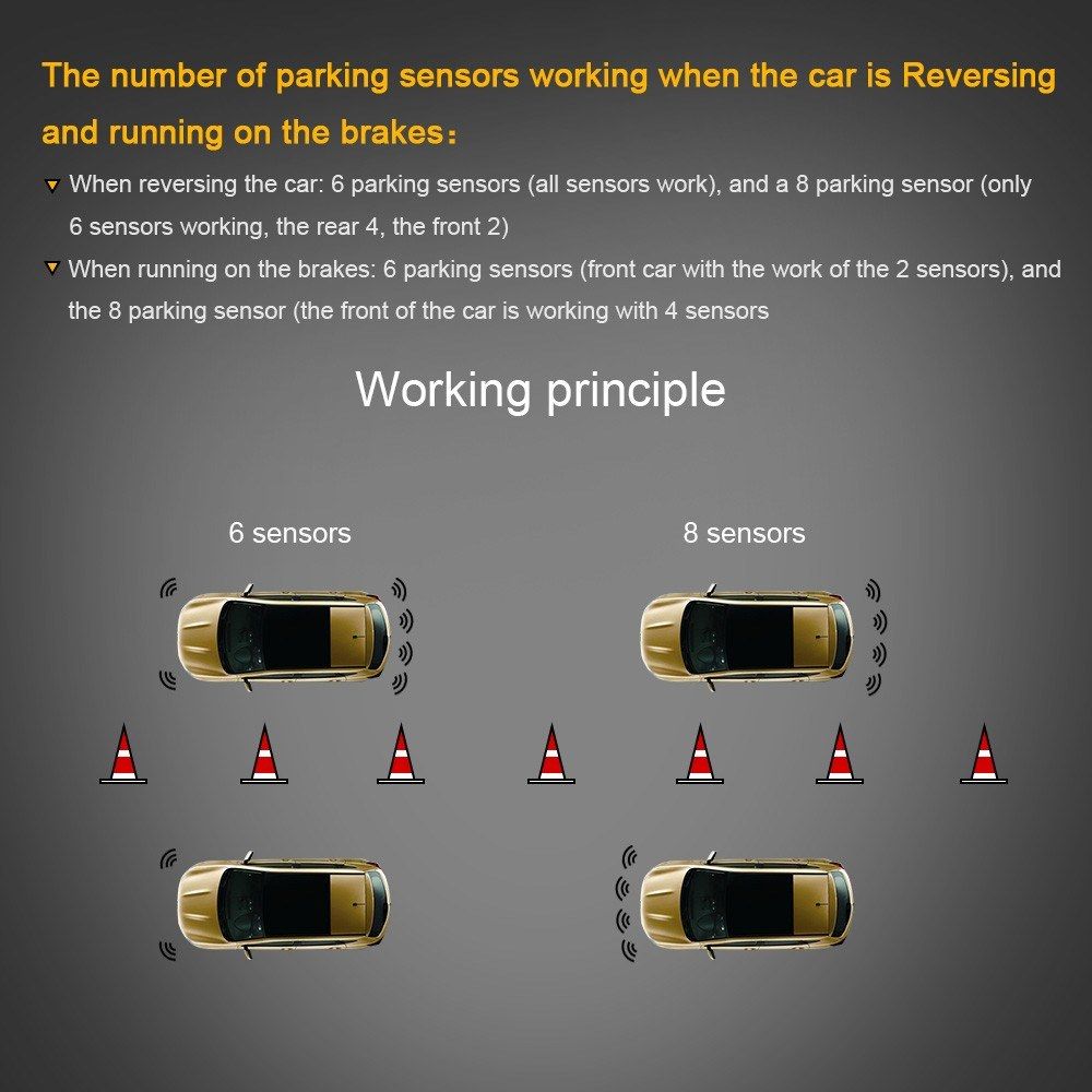 Car Reverse Backup Radar System Parking Sensors 6 Sensors