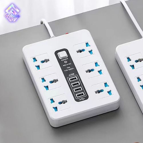 5-Port USB 6-port AC Intelligent Surge Protect Power Socket
