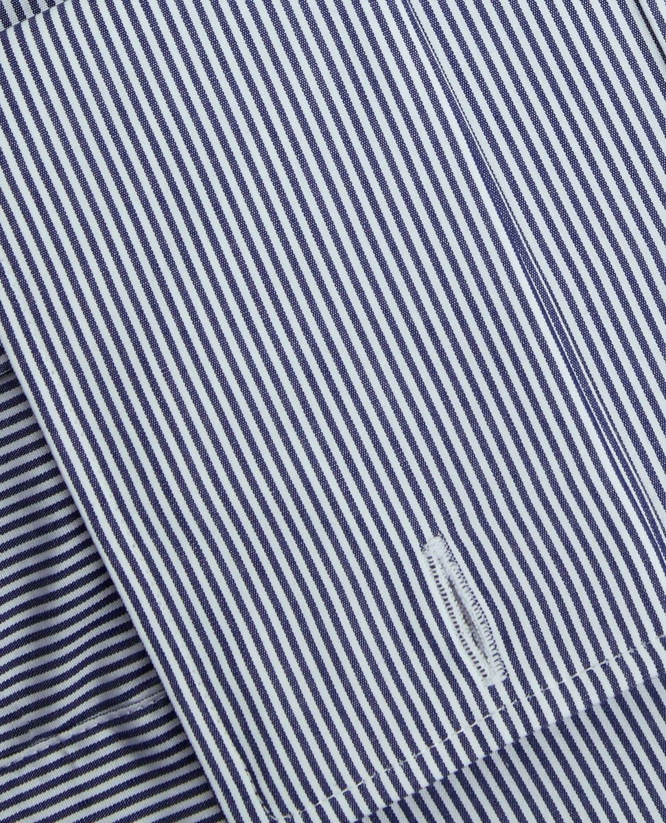 Fitted Navy Bengal Stripe Double Cuff Shirt