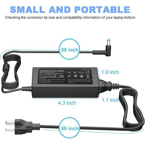45W AC Adapter Replacement Charger Cord For HP Laptop Pavilion X360 15 13 11 Stream 11 13 14 741727-001 19.5V 2.31A Notebook Power Supply