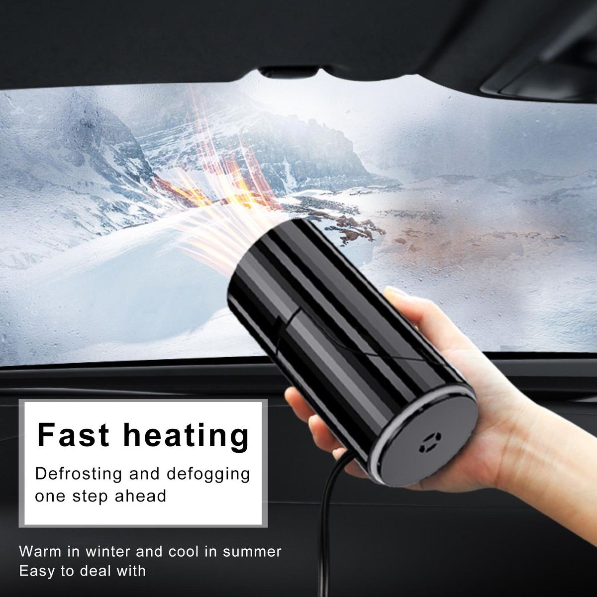 Car Defroster 12V 24V Portable Car Windshield Heater Black