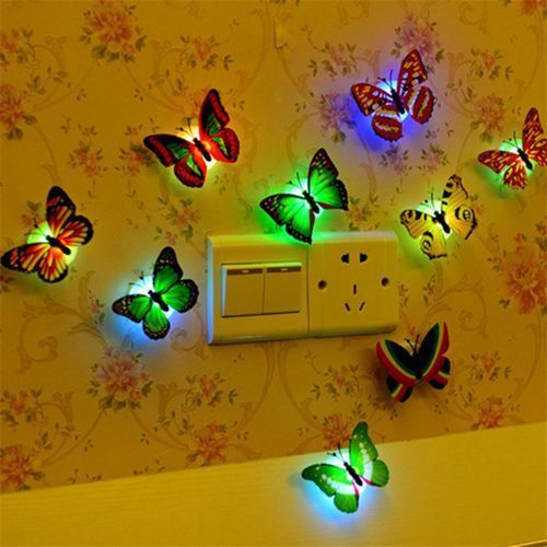 20pcs Colorful Changing Butterfly LED Night Lamp Disco Light