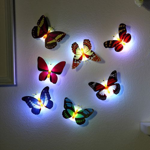 20pcs Colorful Changing Butterfly LED Night Lamp Disco Light