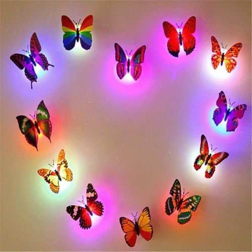 20pcs Colorful Changing Butterfly LED Night Lamp Disco Light