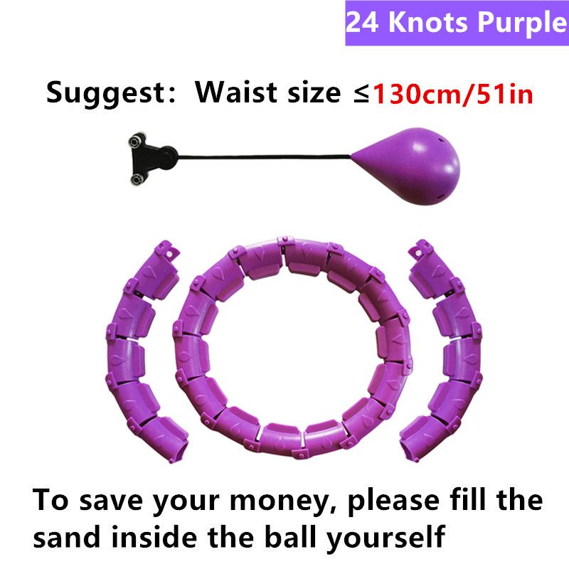 21 24 Sections Fitness Smart Sport Hoop Adjustable Thin Waist Exercise Gym Circle-24 Knots Purple