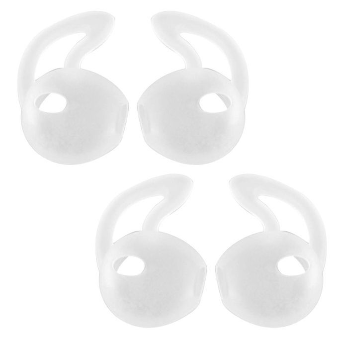 2Pairs Eartips Silicone Daily Life Waterproof In-ear Headset Earbuds Cover With Ear Hook For Earbuds IPhone 7 6 6S Plus 5 5S SE EarPods Earphone Semi-transparent (White) CHSMALL