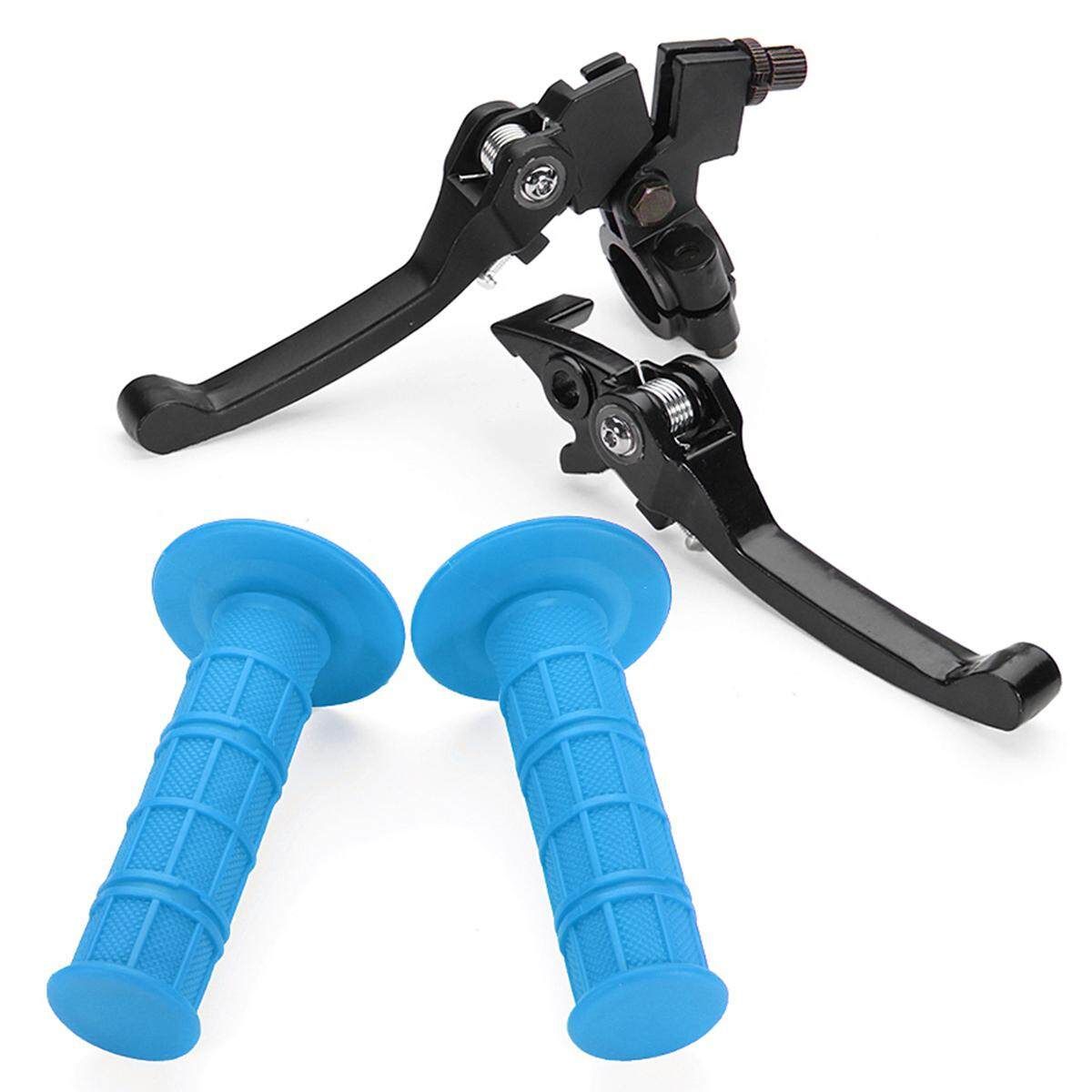 Folding Brake Clutch Levers Handle Grips Set For 140cc 125cc 110cc Pit Dirt Fluorescent Blue