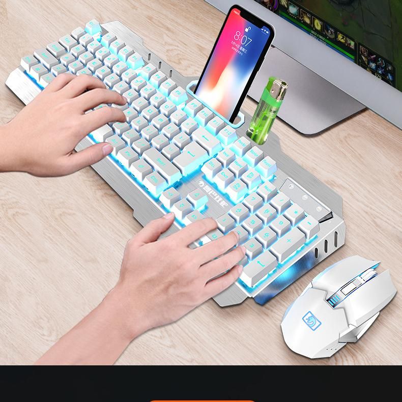 Wireless Mechanical Keyboard Mouse Game Set Rechargeable
