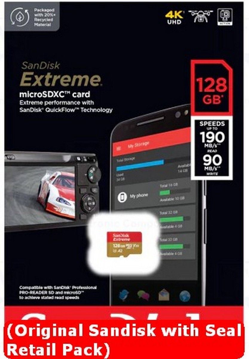 128GB Extreme MicroSD A2 UHS-I Card SDSQXAA