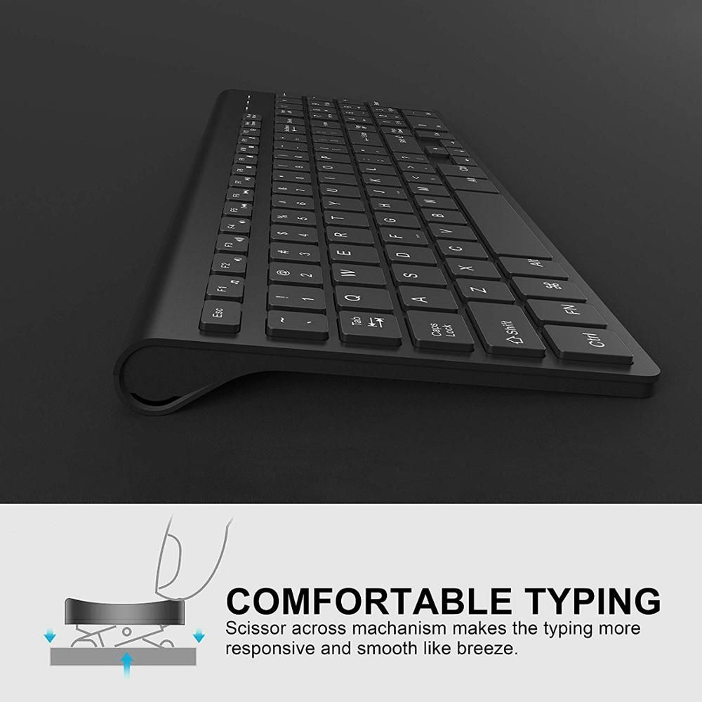 Wireless Keyboard And Mouse Rechargeable Full Size 2400 Dpi