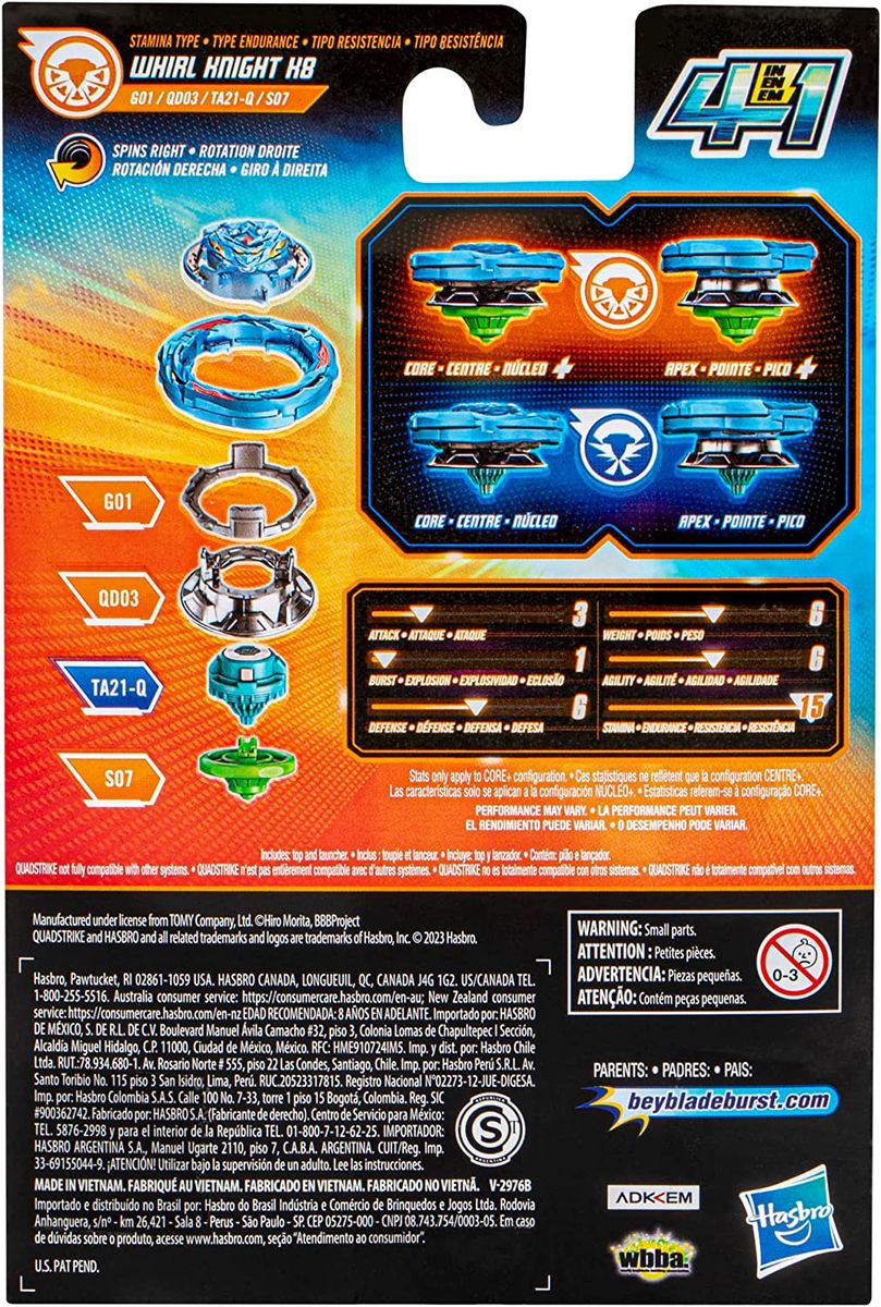 Beyblade Burst QuadStrike Whirl Knight K8 With Launcher