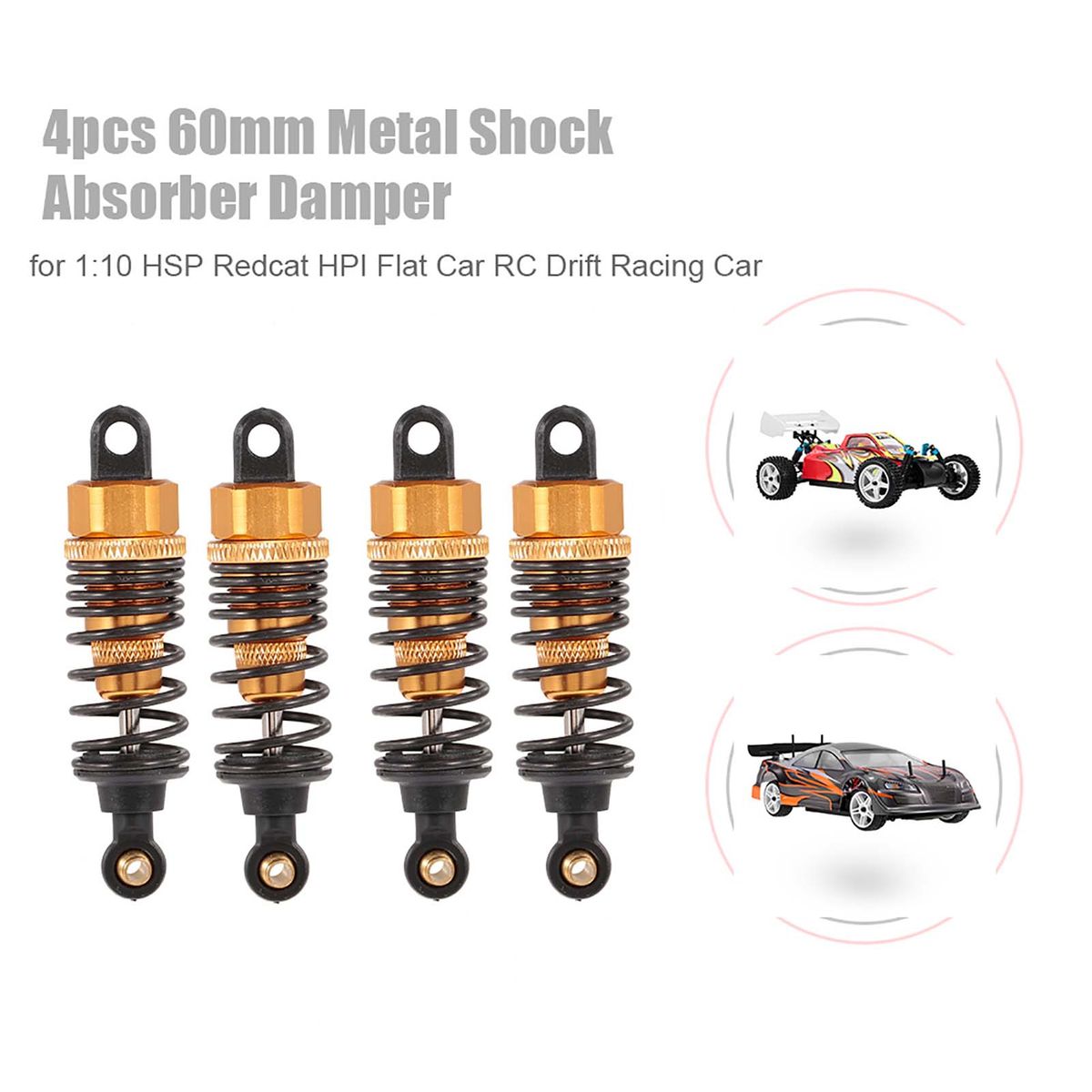 4pcs RC Car Parts 60mm Metal Shock Absorber Damper For 1:10