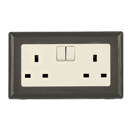 Himel Switched Socket - Advanced - 13A - 250 V Ac - 2 Gangs|| HWDAT13SB - Brown