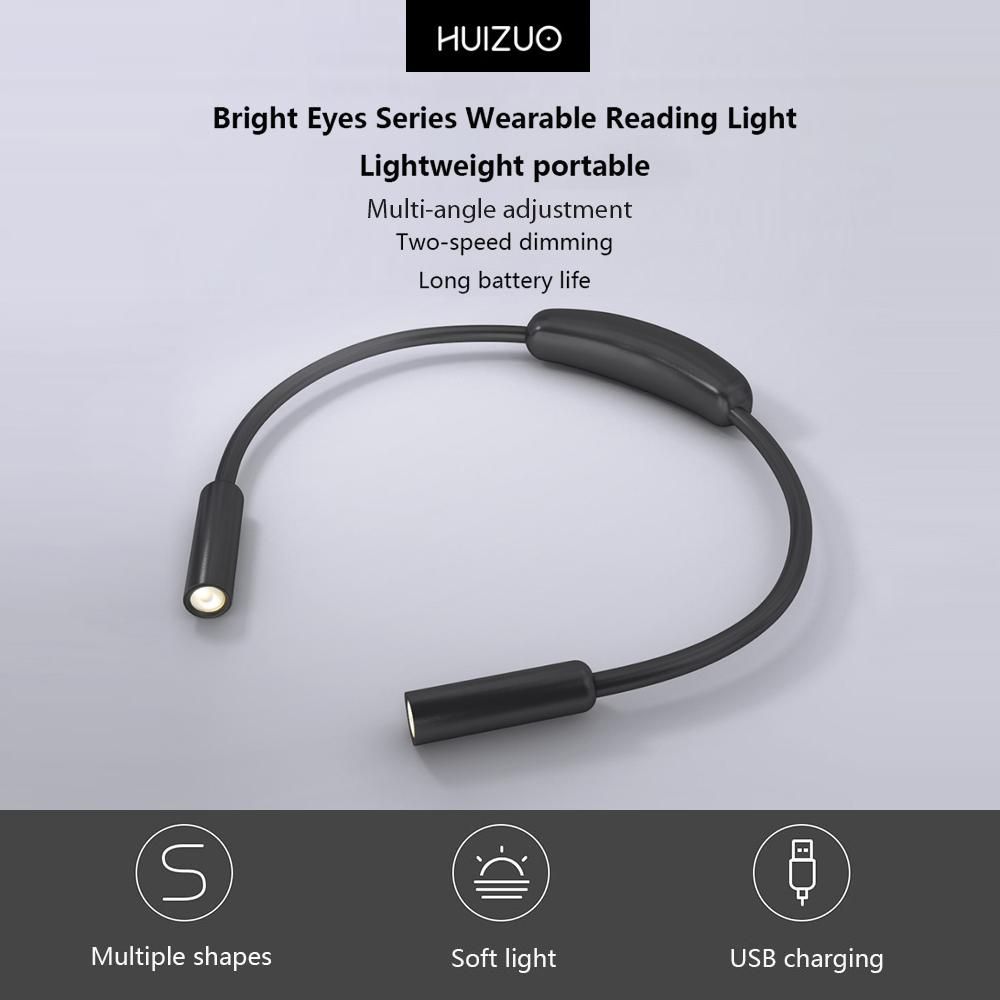 HUIZUO LED Neck Reading Light 4000K Rechargeable Hands Free Reading Lamp with 2 Brightness Levels/Bendable Silicone Arms/1000mAh Battery Book Light Perfect for Bookworms/Craft & Knitting/Camping/Repairing