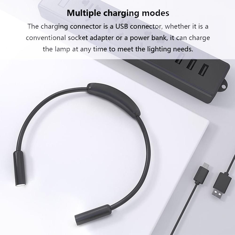 HUIZUO LED Neck Reading Light 4000K Rechargeable Hands Free Reading Lamp with 2 Brightness Levels/Bendable Silicone Arms/1000mAh Battery Book Light Perfect for Bookworms/Craft & Knitting/Camping/Repairing