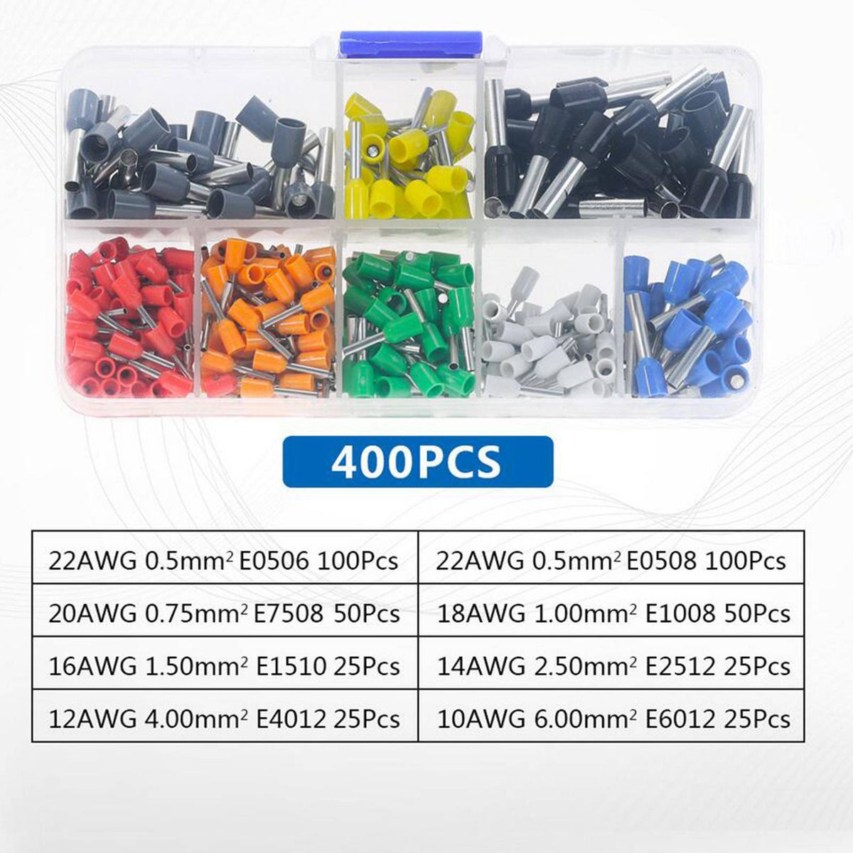400x Wire Ferrule Connectors Insulated Cord Pin End Terminal Wire