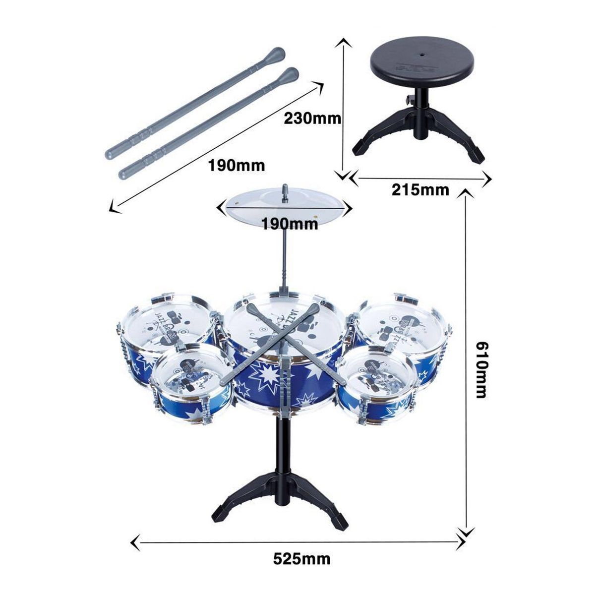1 Set Jazz Drum Jazz Drum Instrument Toy Blue