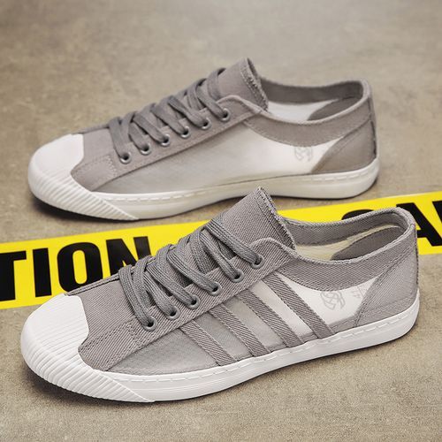 Men's Breathable Mesh Canvas Shoes Flat Sports Shoes Sneakers Gray