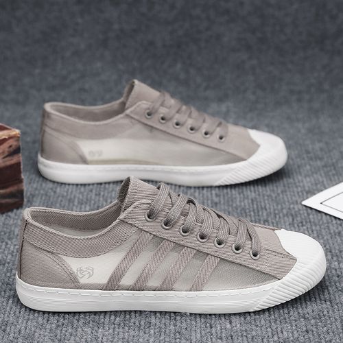Men's Breathable Mesh Canvas Shoes Flat Sports Shoes Sneakers Gray