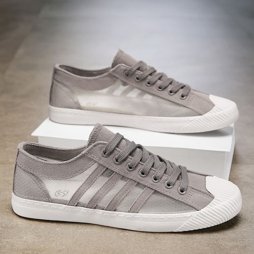 Men's Breathable Mesh Canvas Shoes Flat Sports Shoes Sneakers Gray