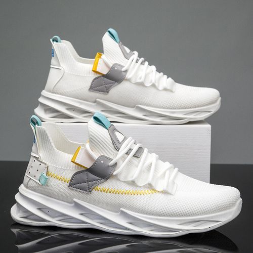 Men's Sports Shoes Running Shoes Lace-up Sports Casual Sports Shoes Fashion Breathable Shoes Shoes-White