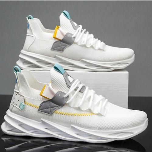 Men's Sports Shoes Running Shoes Lace-up Sports Casual Sports Shoes Fashion Breathable Shoes Shoes-White