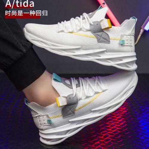 Men's Sports Shoes Running Shoes Lace-up Sports Casual Sports Shoes Fashion Breathable Shoes Shoes-White