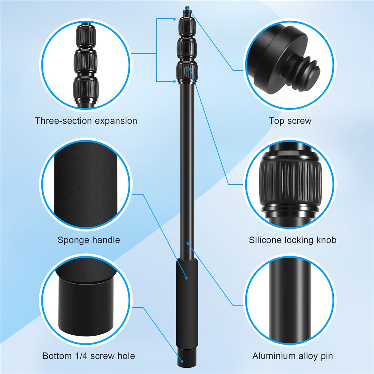 Mic Boom Arm Portable Soft Foam Handle Aluminium Alloy