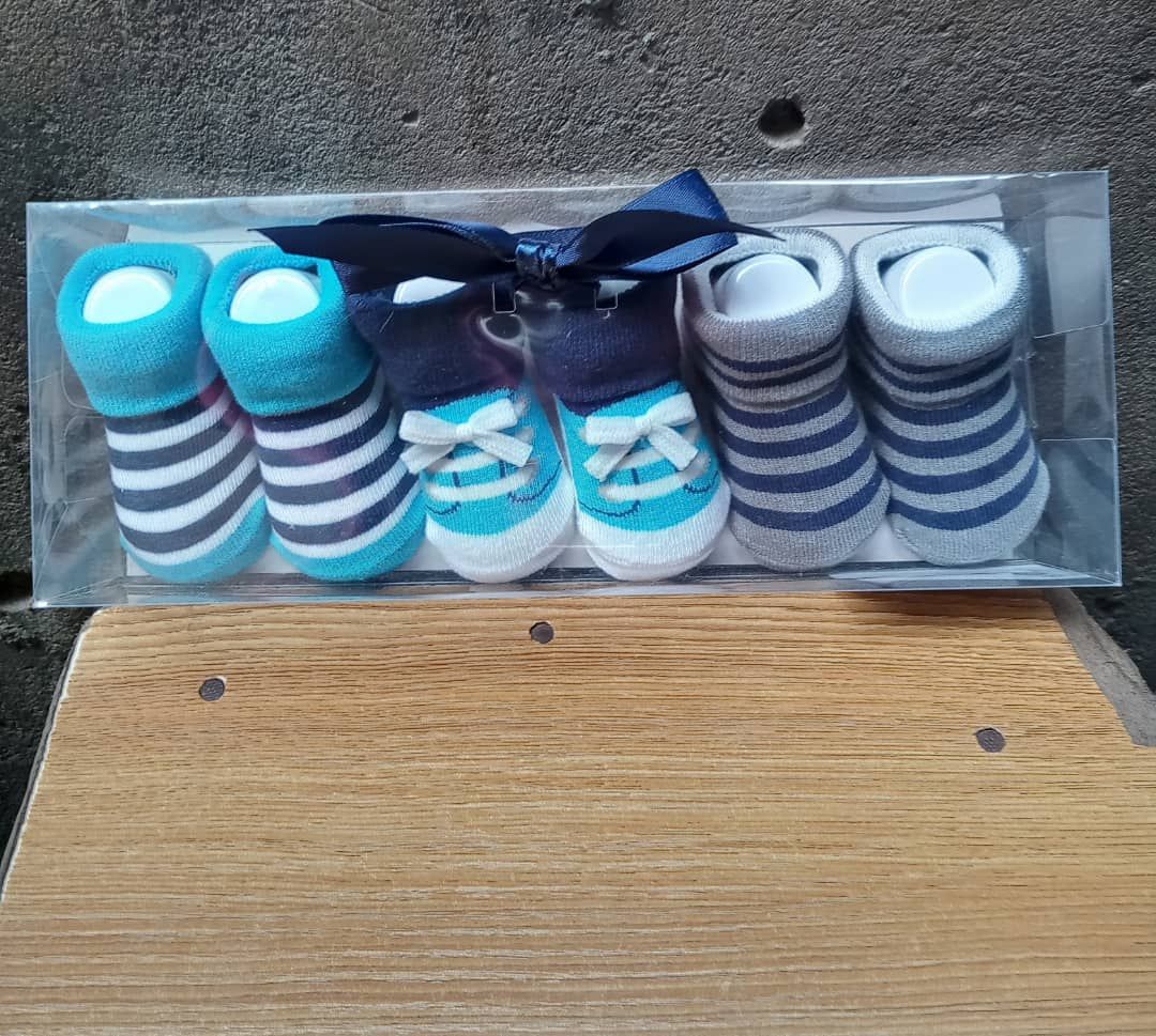 3 Pairs - Beautiful New Born Baby Boy Socks Shoe