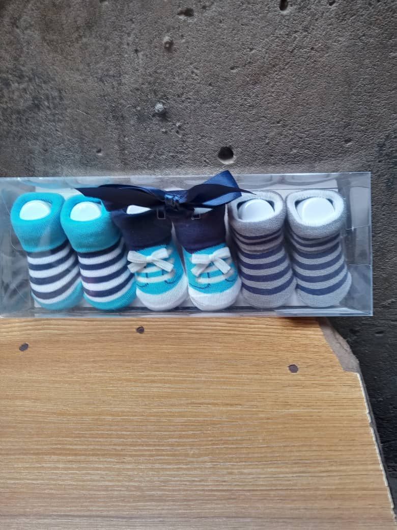 3 Pairs - Beautiful New Born Baby Boy Socks Shoe
