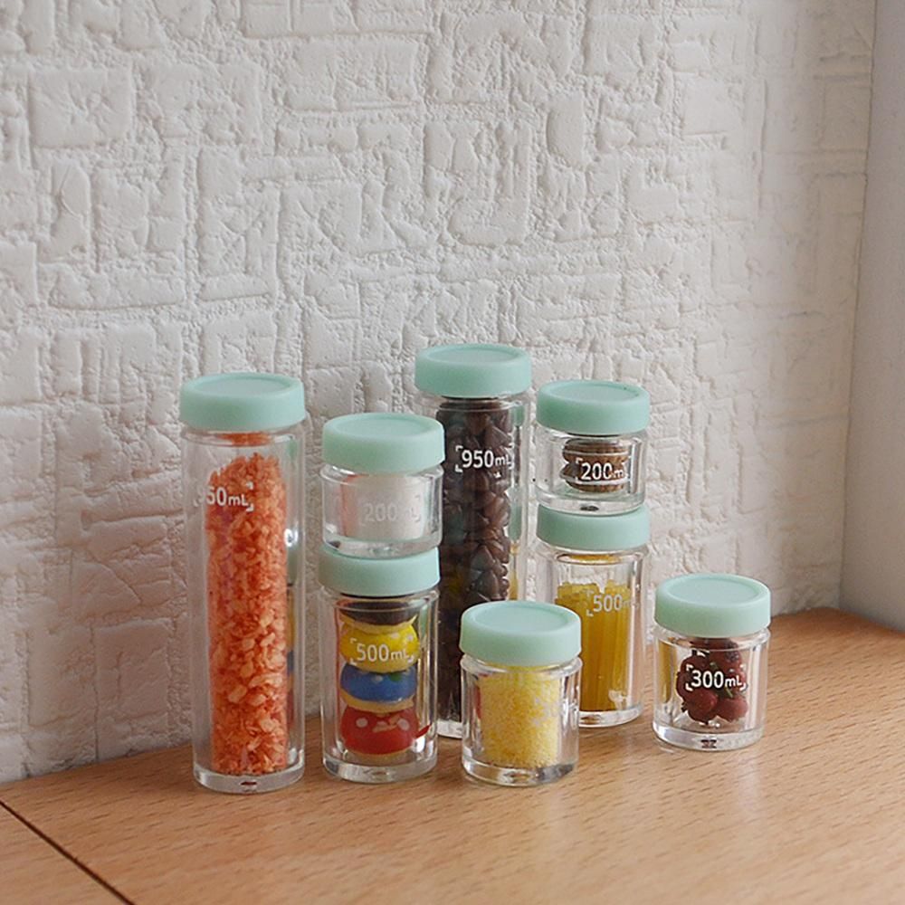 8Pcs 1/12 1/6 Scale Miniature Dollhouse Food Container Mini Storage Can for Blyth Barbies Doll Kitchen Toy Cream Yellow