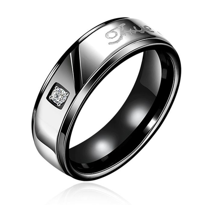 Refined Lover's Ring Spe Ial Titanium Steel Rings With Zir On De Oration-bla K-TGR100-A-8, For Men 8