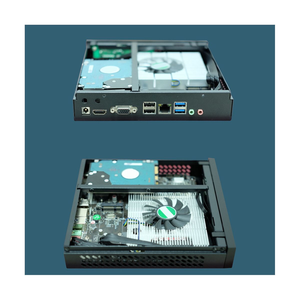 DX01 Mini ITX Desktop Computer Chassis Thin Half Height Computer Chassis USB20 Computer Case with Telescopic Foot