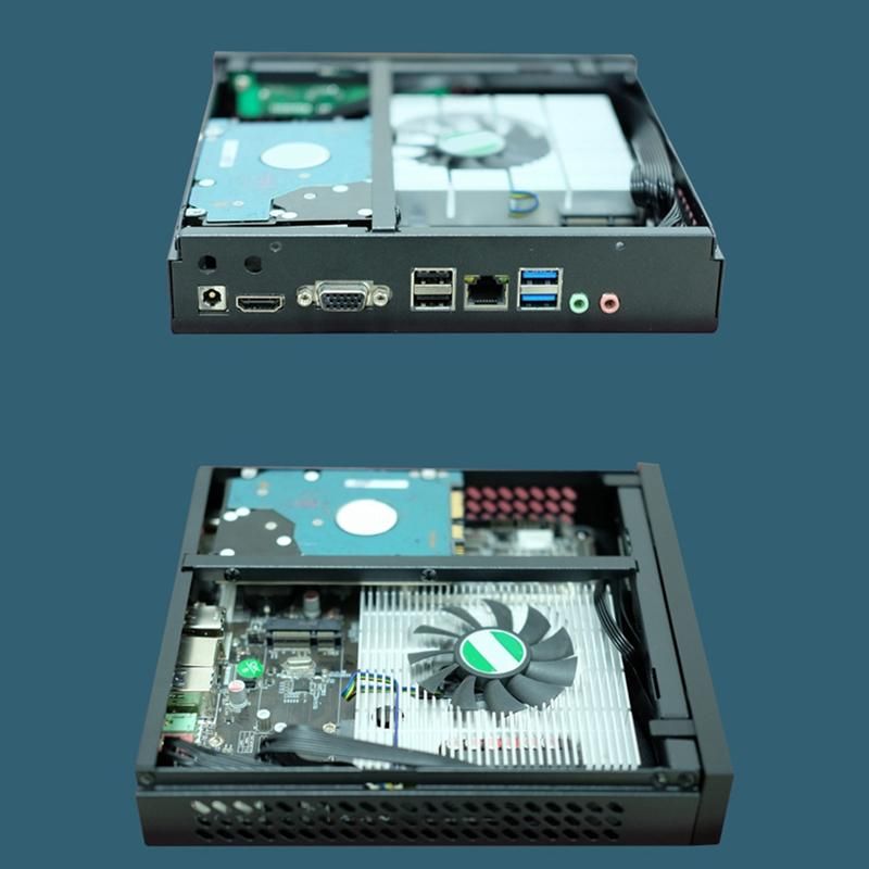 DX01 Mini ITX Desktop Computer Chassis Thin Half Height Computer Chassis USB20 Computer Case with Telescopic Foot