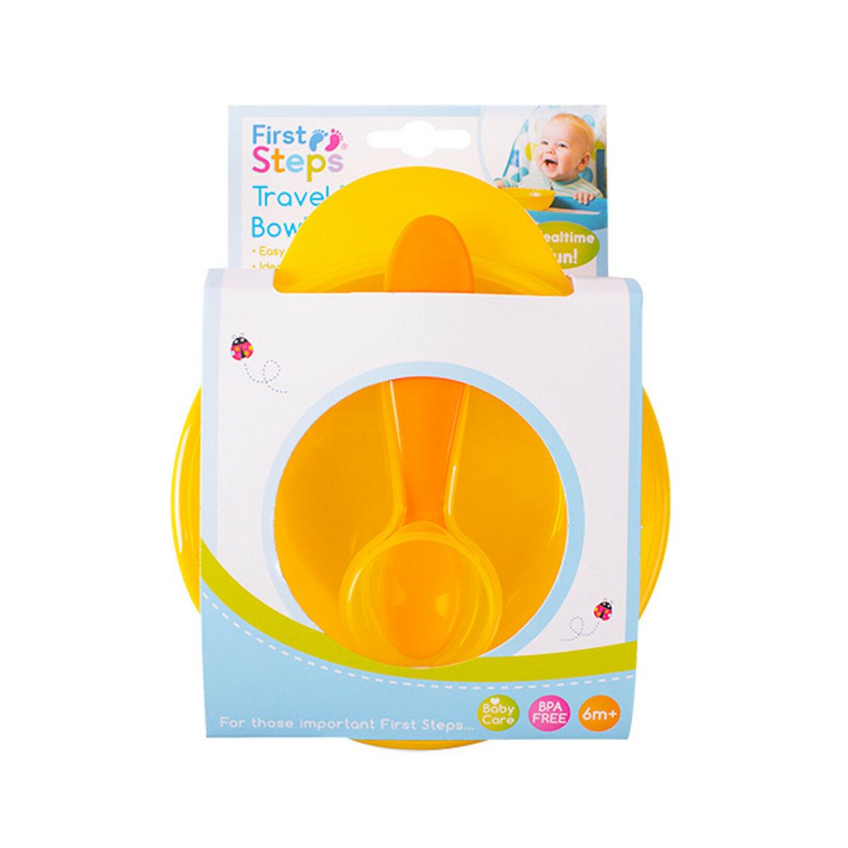 Baby And Toddler Travel Mealtime Bowl & Spoon Set (yellow)