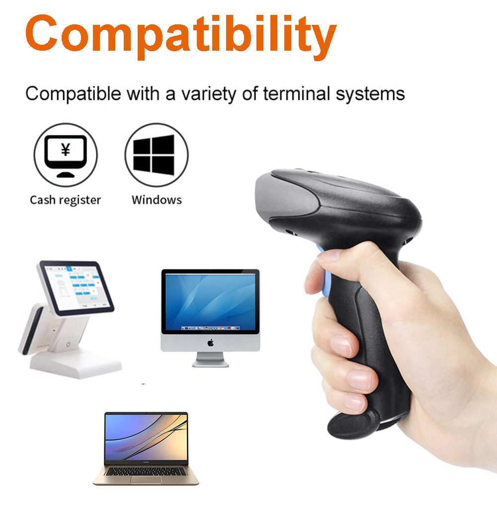 C100 Handheld Wired Barcode Scanner 1D Code Red Light Barcode Reader, Black
