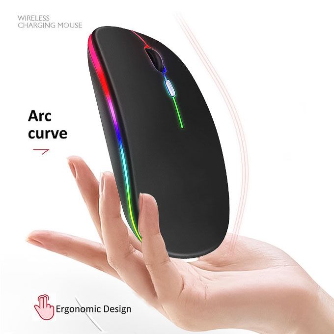 LED 2.4G Rechargeable Wireless Mouse Black